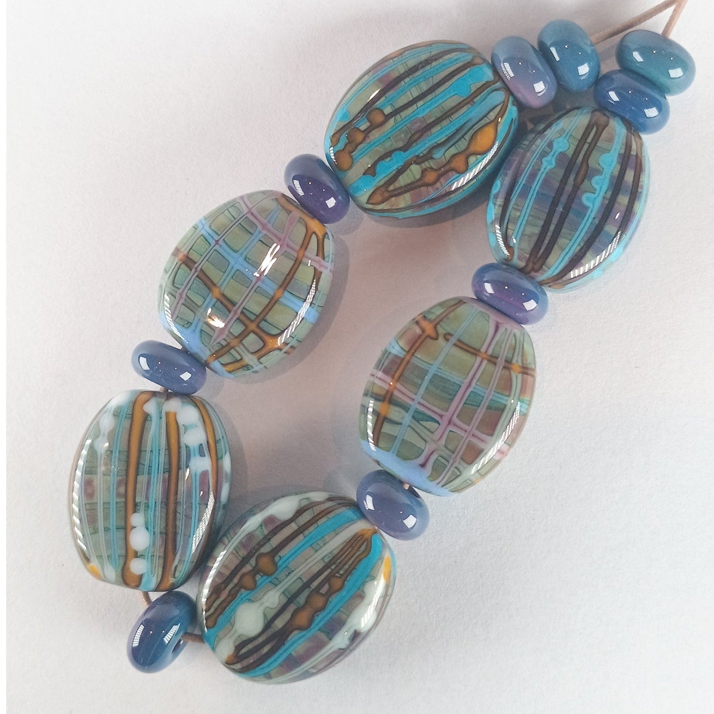 Fabric inspired tab set for SM - Jolene Beads - lampwork beads & jewellery