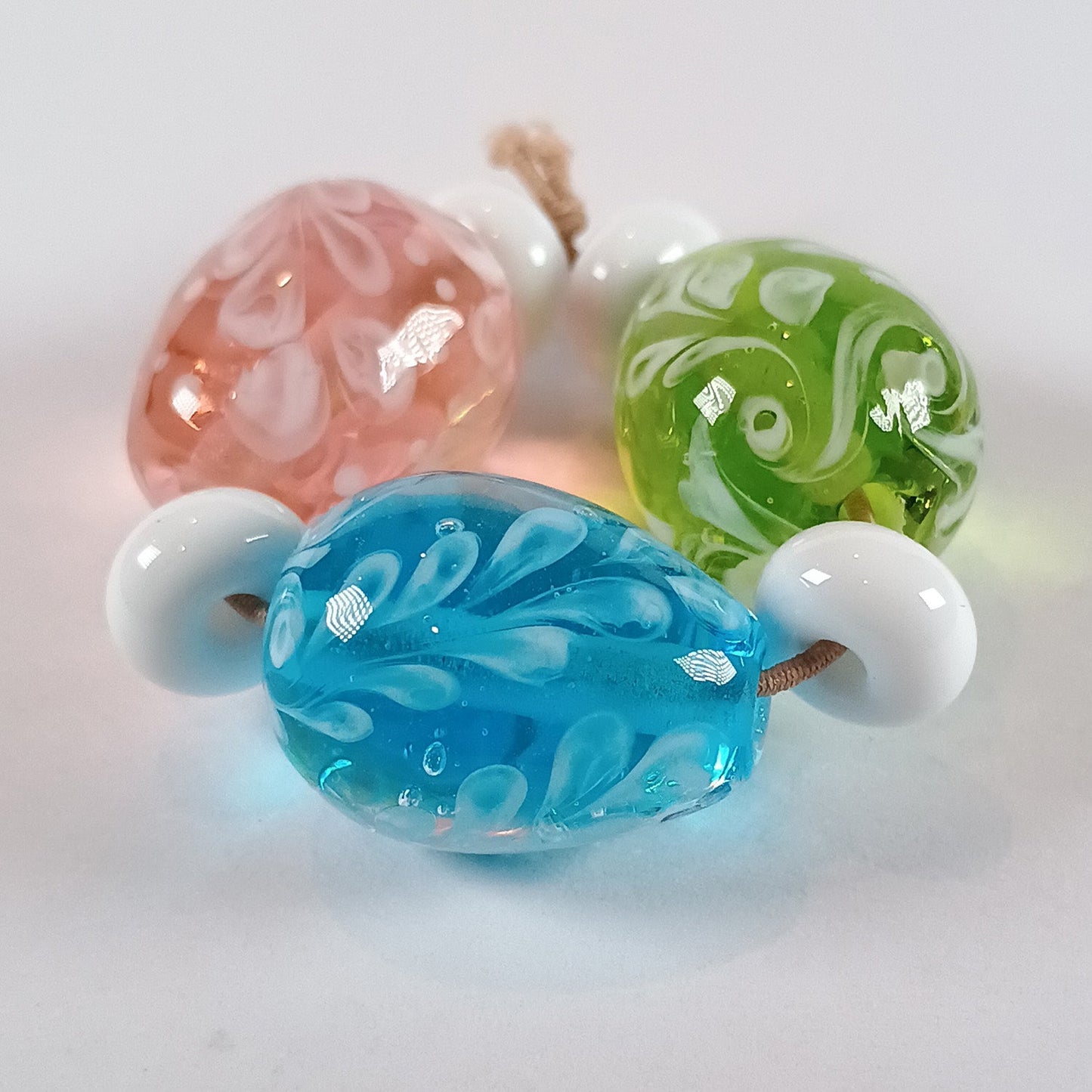 Transparent egg bead trio with ghost Jolene Beads