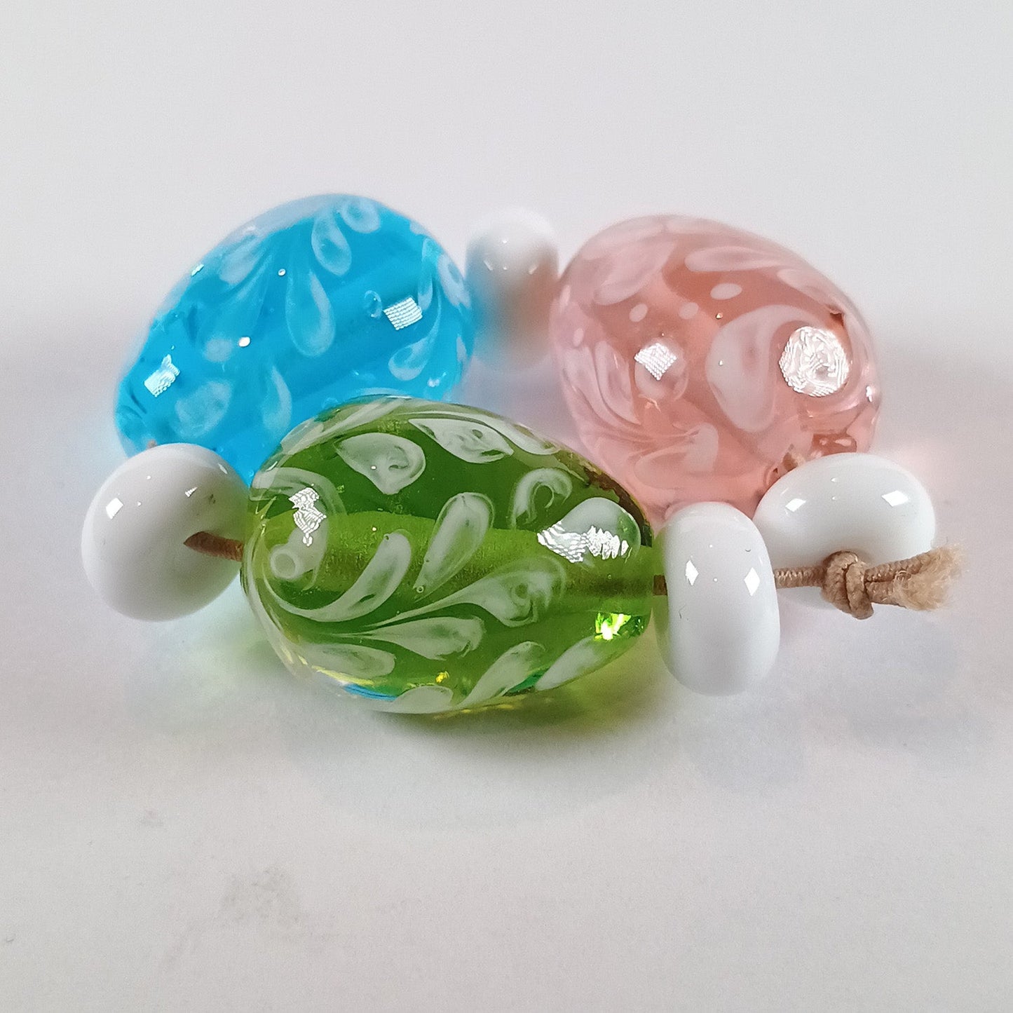 Transparent egg bead trio with ghost Jolene Beads