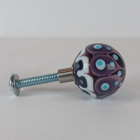Purple stacked dot glass knob