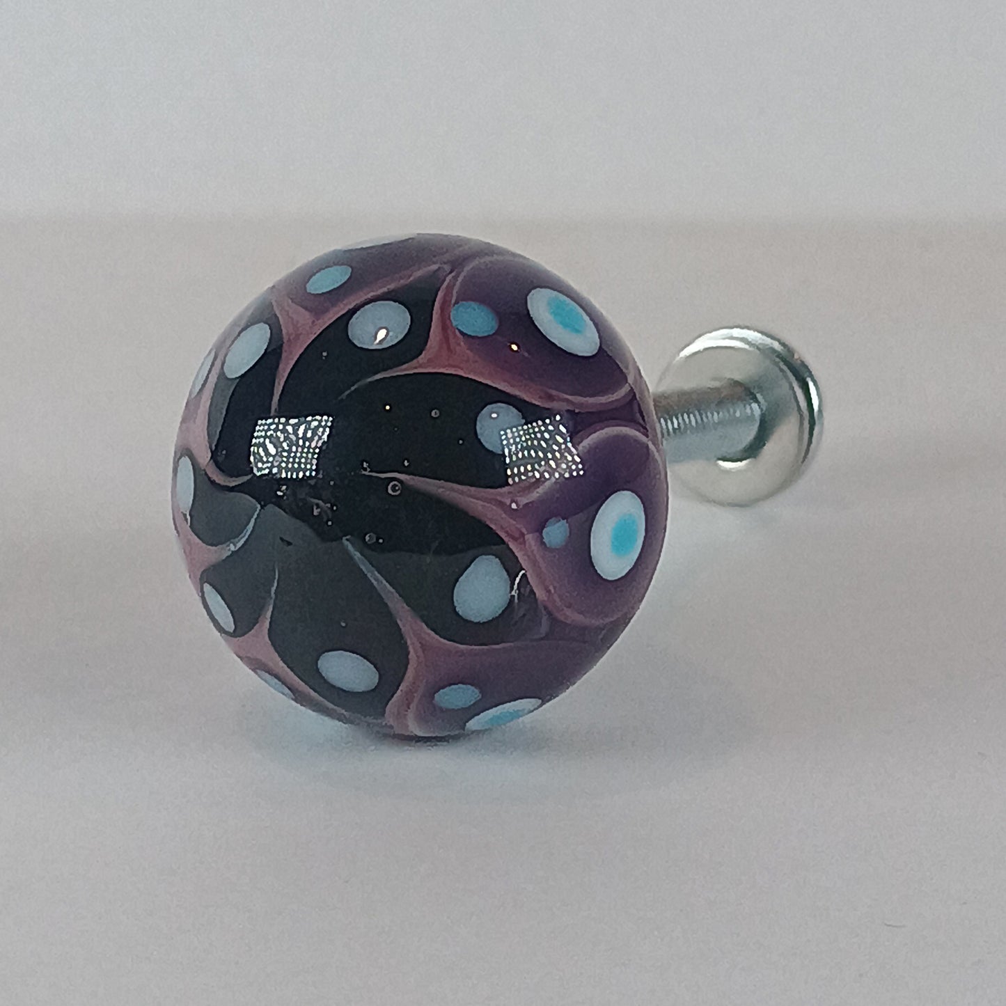 Purple stacked dot glass knob