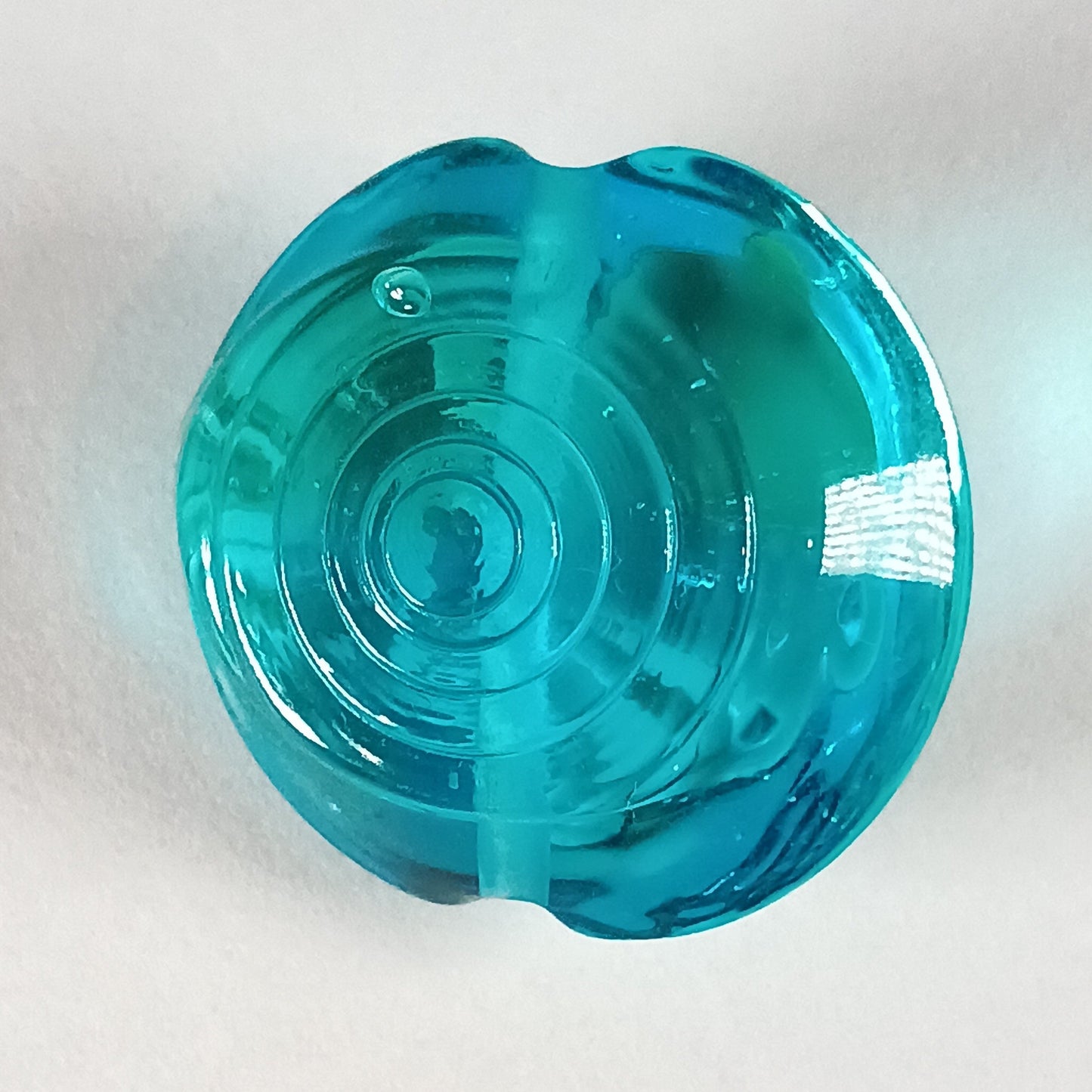 Aqua peacock feather lampwork focal bead Jolene Beads