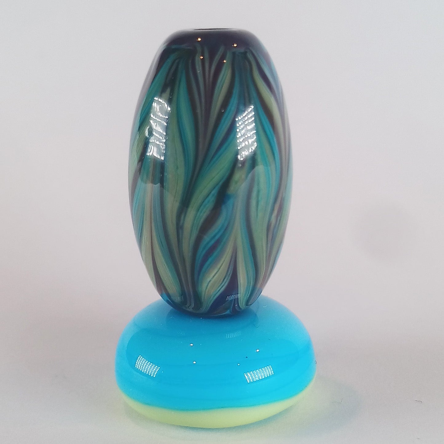 Striped chunky oval lampwork focal bead - Jolene Beads - lampwork beads & jewellery