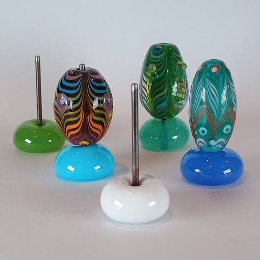 Tumbled opal blue glass bead stand - Jolene Beads - lampwork beads & jewellery