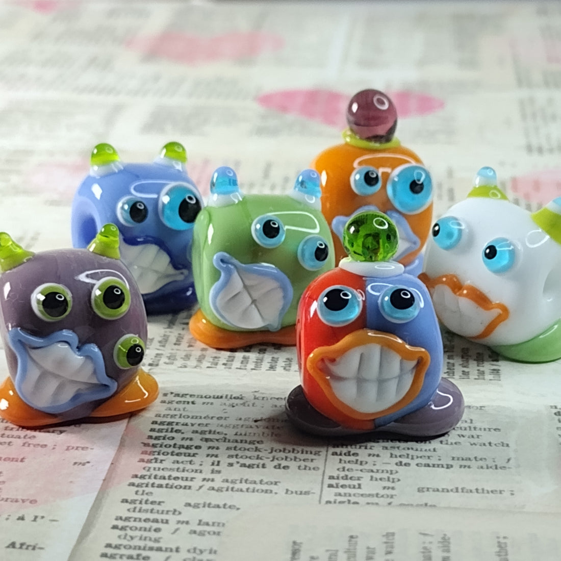 Little monster lampwork beads