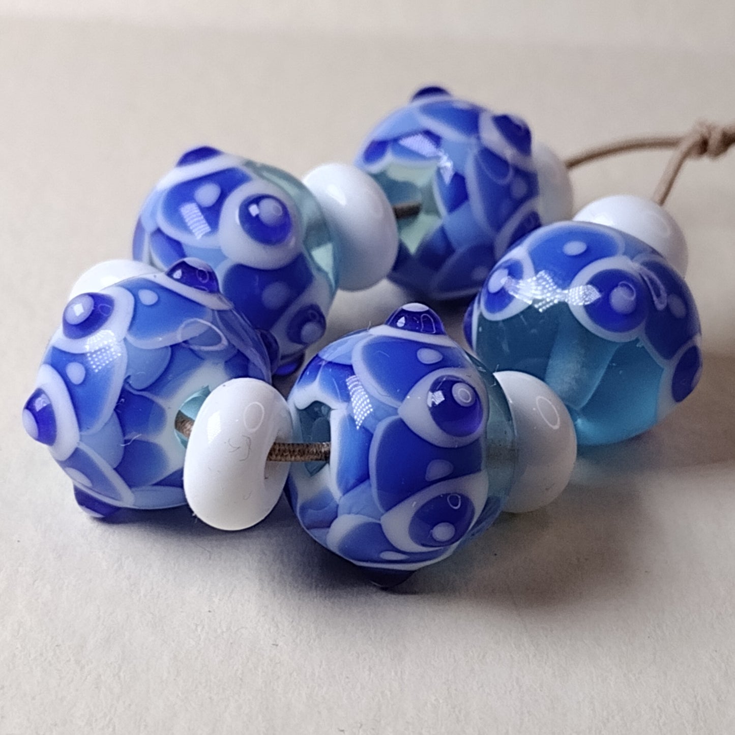 Delft harlequin lampwork bead set Jolene Beads