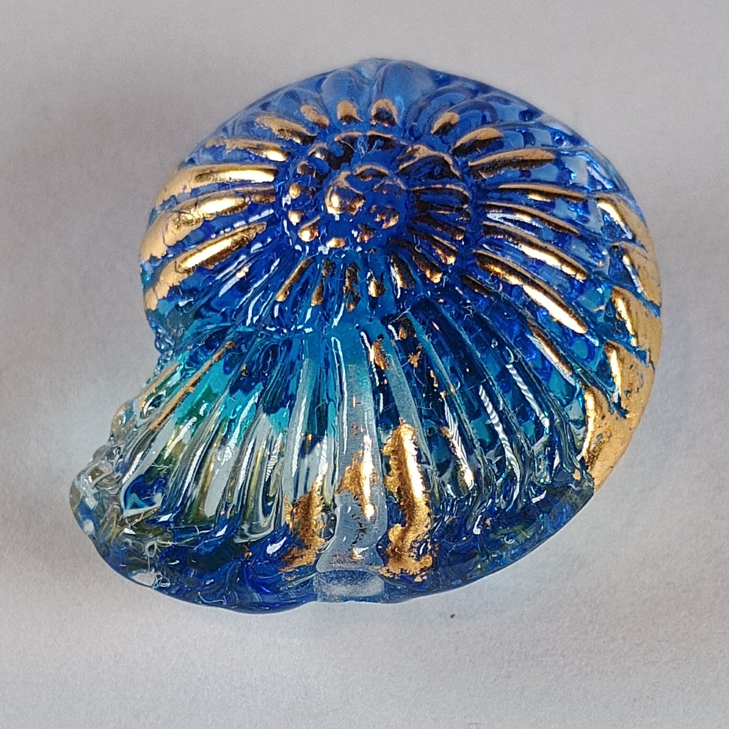 Blue and aqua ammonite focal bead Jolene Beads