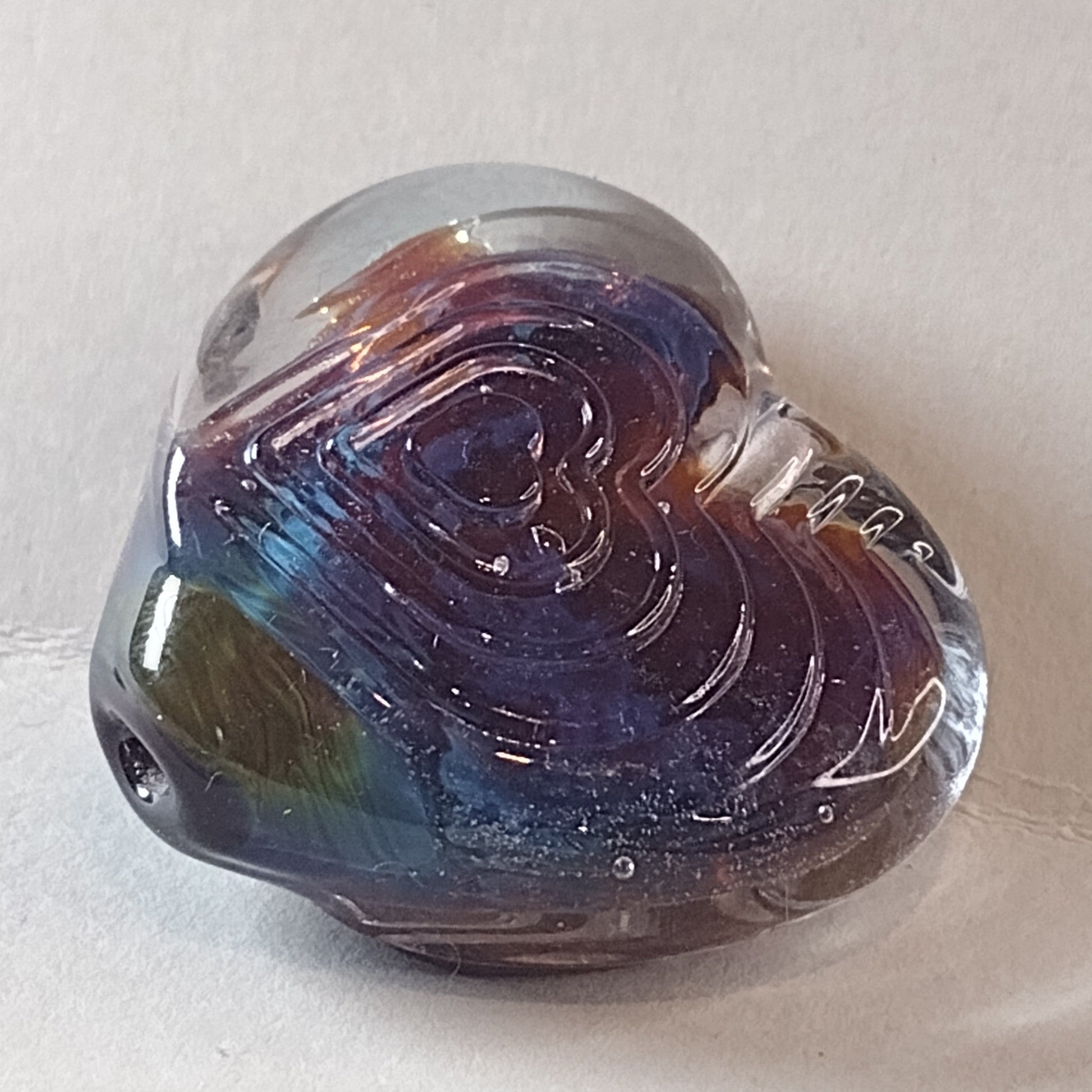 Concentric heart brass texture plate - Jolene Beads - lampwork beads & jewellery