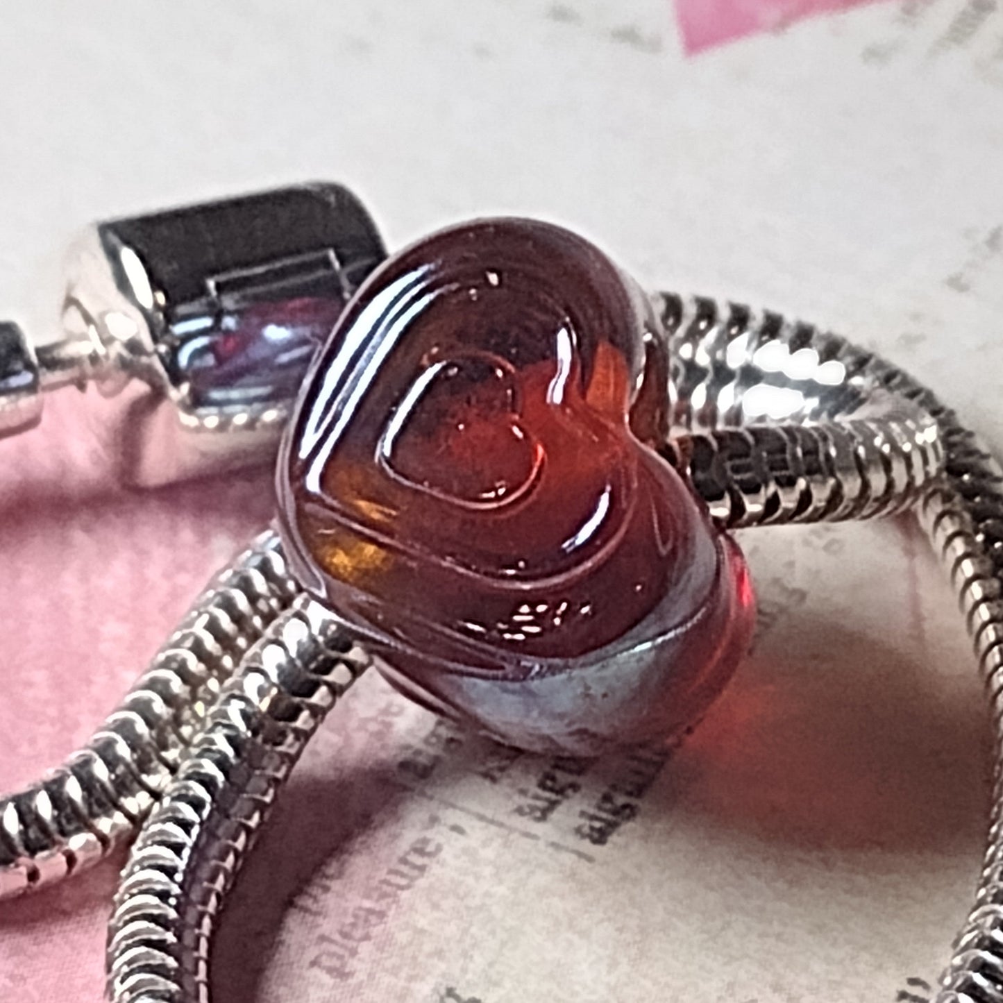 Concentric heart brass texture plate - Jolene Beads - lampwork beads & jewellery