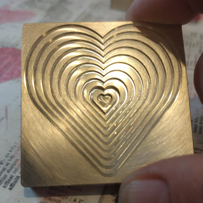 Concentric heart brass texture plate - Jolene Beads - lampwork beads & jewellery