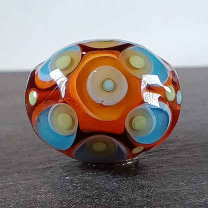 Topaz brown and blue chunky oval lampwork focal bead Jolene Beads