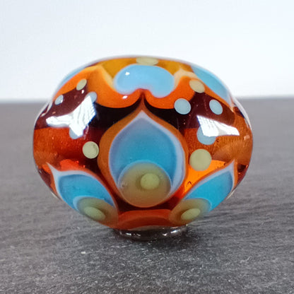 Topaz brown and blue chunky oval lampwork focal bead Jolene Beads