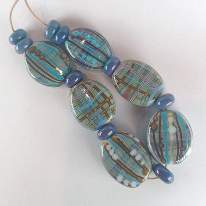 Fabric inspired tab set for SM - Jolene Beads - lampwork beads & jewellery