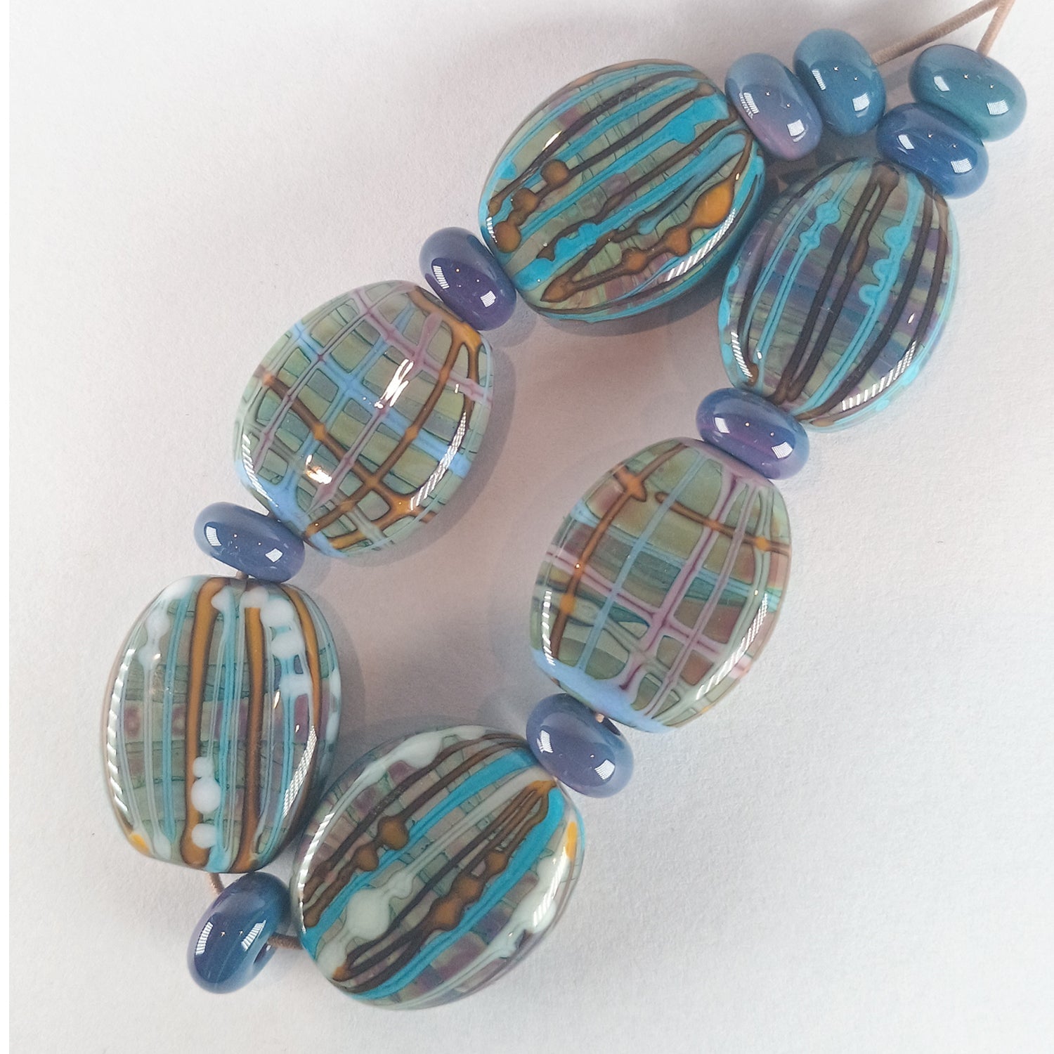 Fabric inspired tab set for SM - Jolene Beads - lampwork beads & jewellery