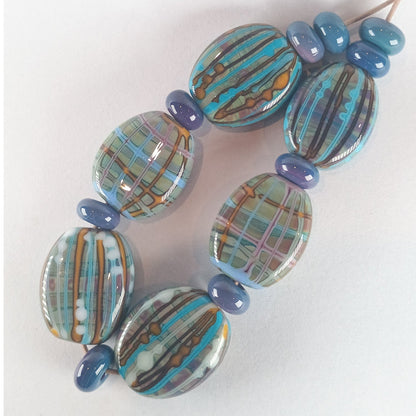 Fabric inspired tab set for SM - Jolene Beads - lampwork beads & jewellery