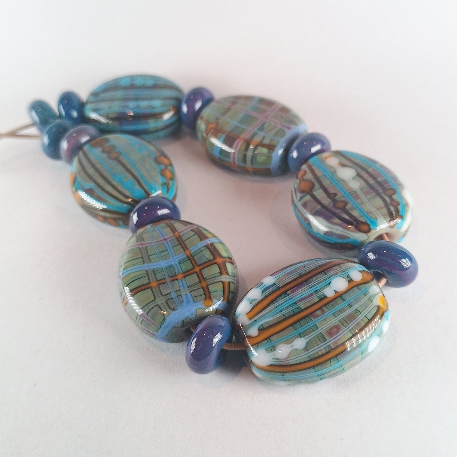 Fabric inspired tab set for SM - Jolene Beads - lampwork beads & jewellery