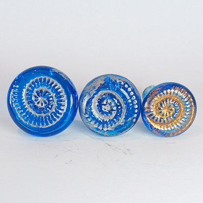 Aqua blue lampwork glass ammonite glass knobs available in 3 sizes