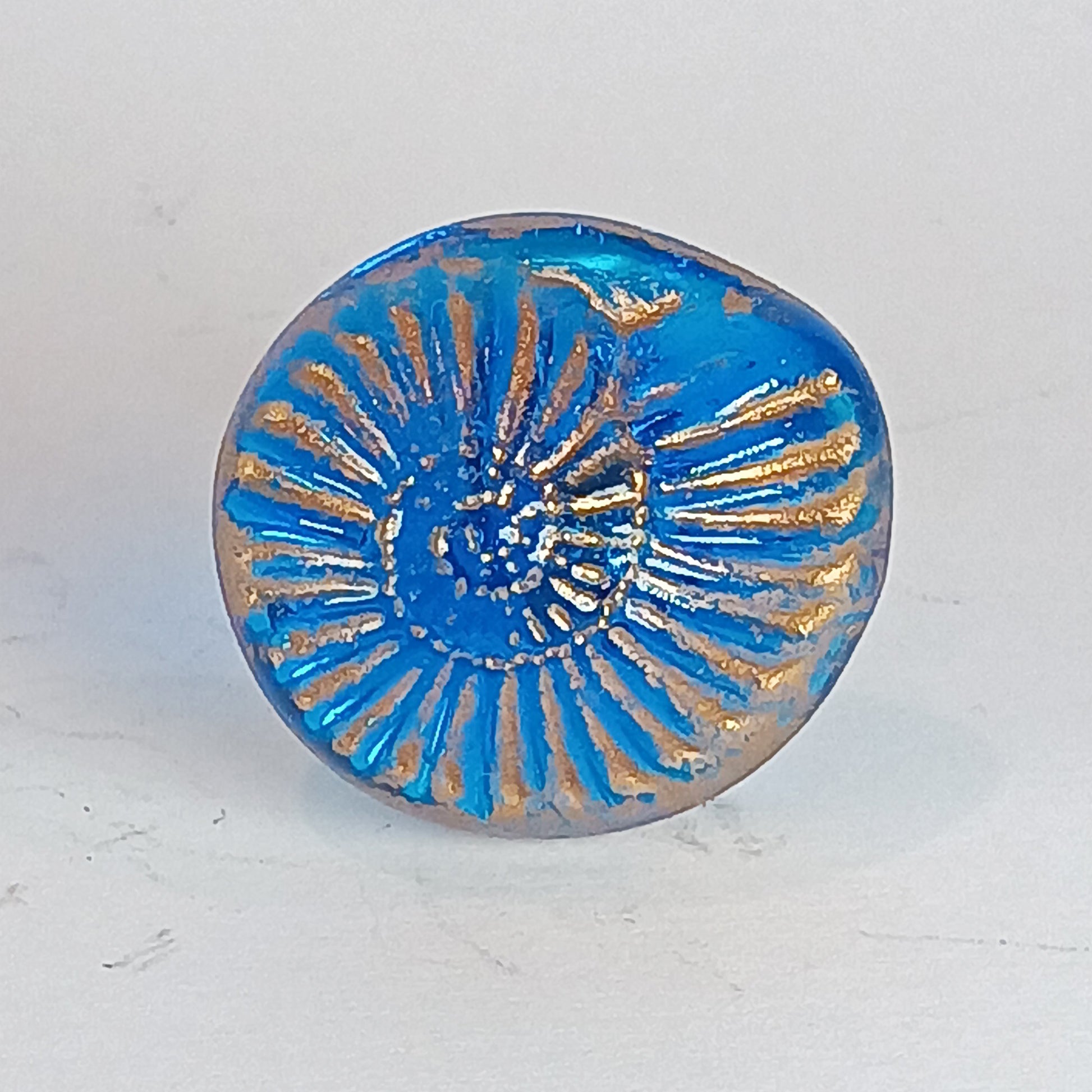 Beach themed aqua blue glass cabinet knobs. Handmade lampwork shell drawer handle