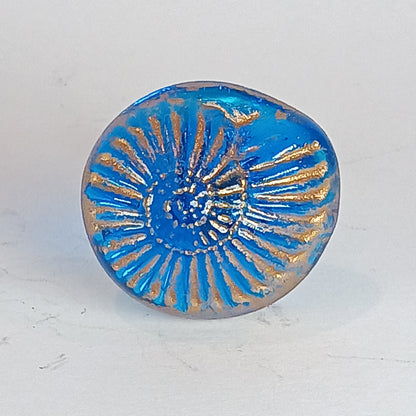 Beach themed aqua blue glass cabinet knobs. Handmade lampwork shell drawer handle
