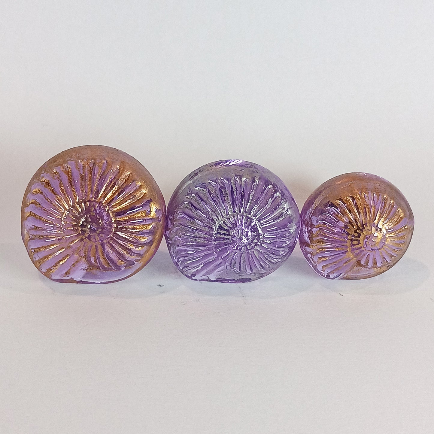 Lilac glass shell door and drawer knobs - made to order