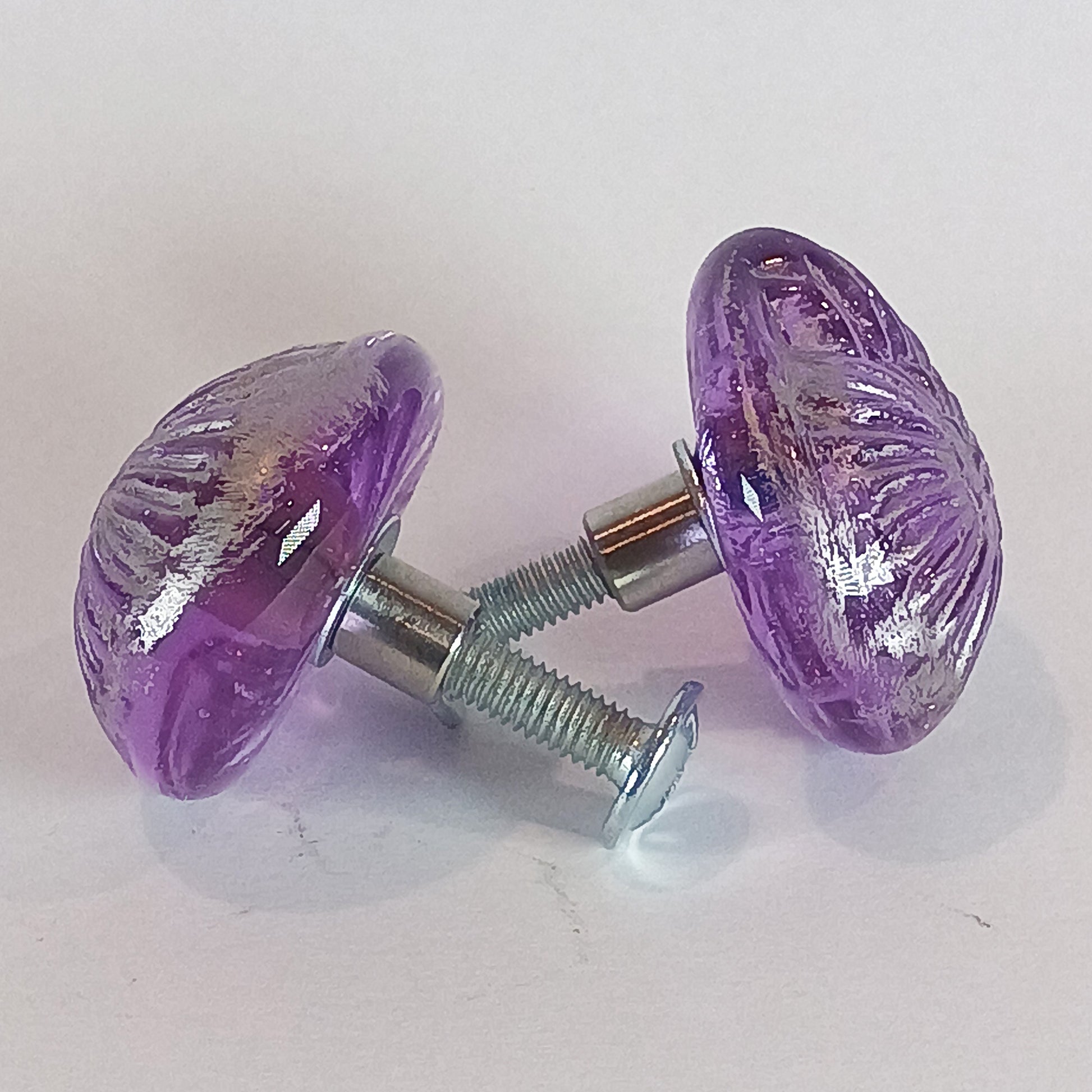 Purple handmade glass knobs 