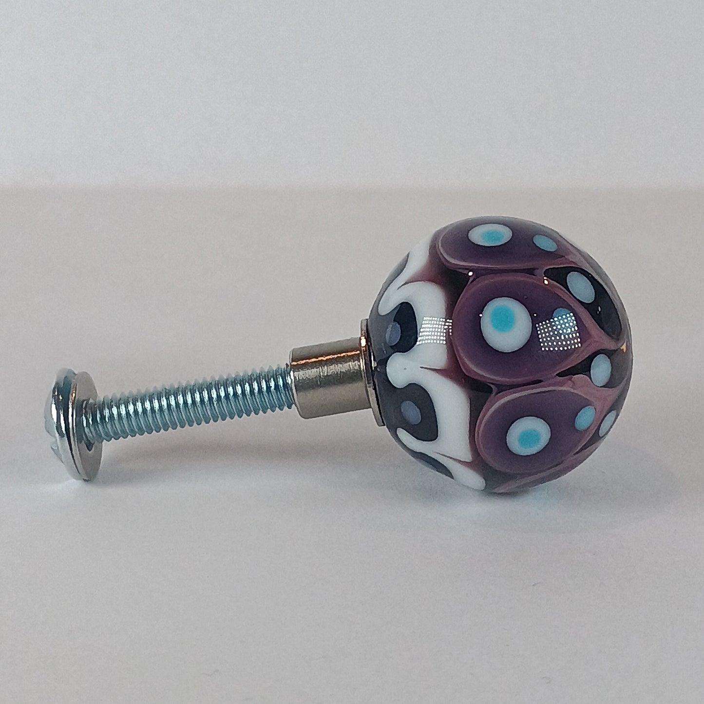 Purple stacked dot glass knob