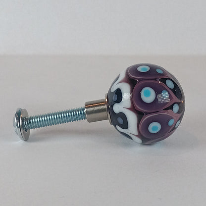Purple stacked dot glass knob