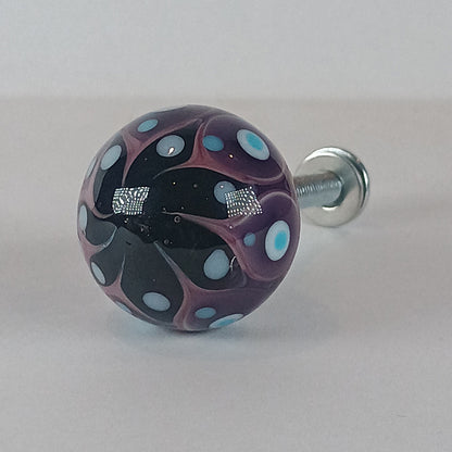 Purple stacked dot glass knob