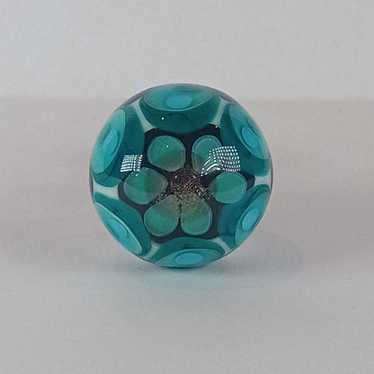 Purple and teal stacked petal glass knob 1