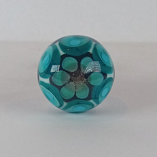 Purple and teal stacked petal glass knob 1