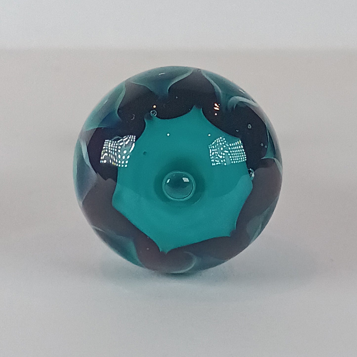 Teal and purple bubble dot glass knob