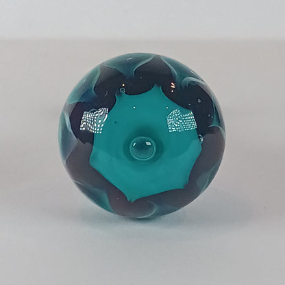 Teal and purple bubble dot glass knob