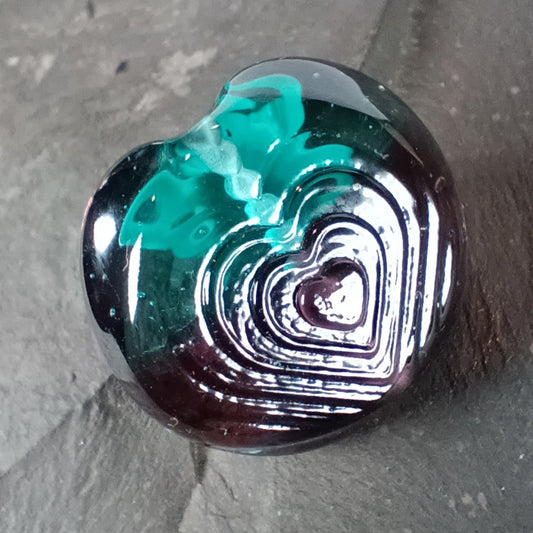 Teal and purple peacock feather focal lampwork bead Jolene Beads
