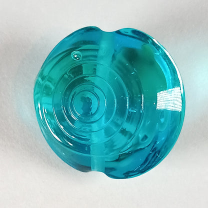 Aqua peacock feather lampwork focal bead Jolene Beads