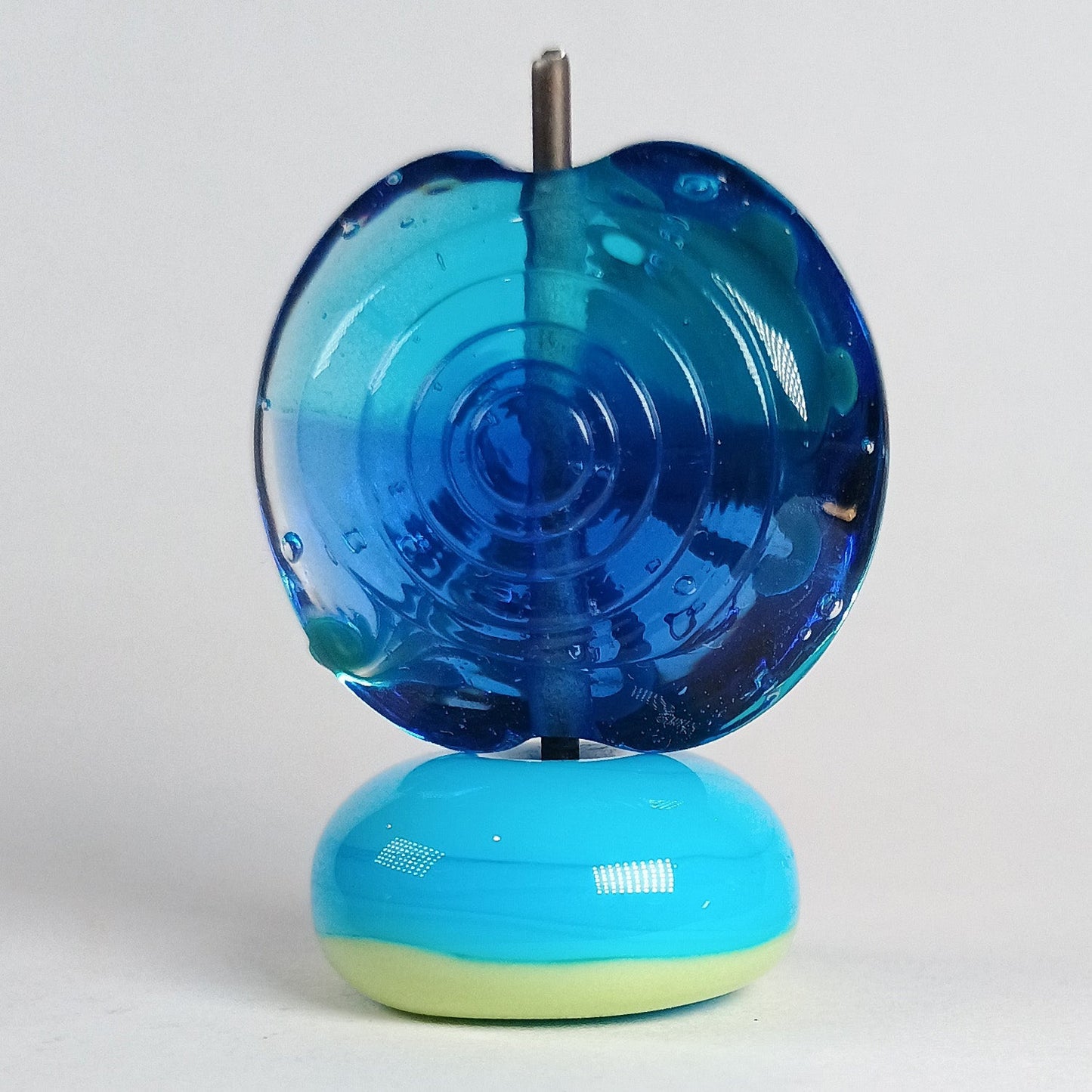 Blue and aqua peacock feather lampwork focal bead Jolene Beads