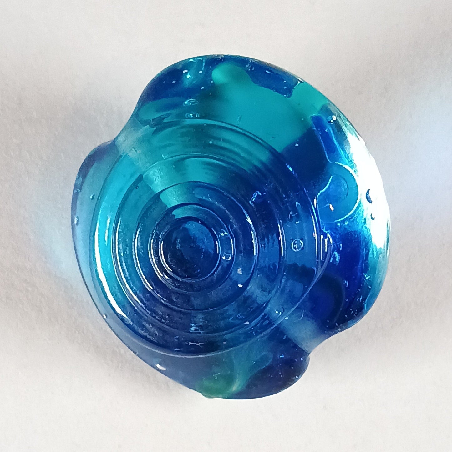 Blue and aqua peacock feather lampwork focal bead Jolene Beads