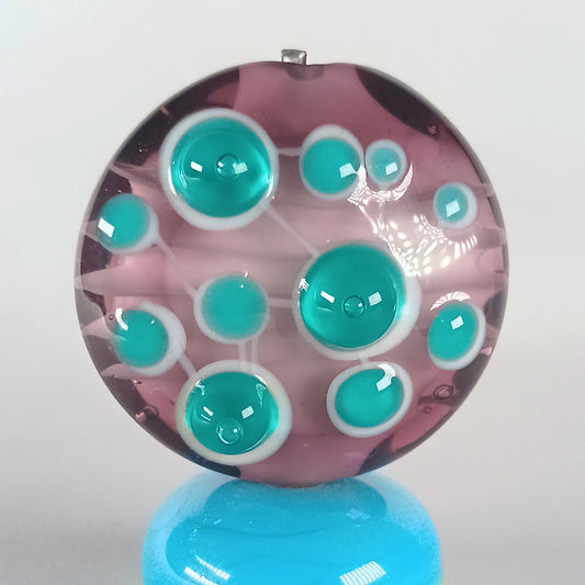 Large purple and teal straight sided lampwork focal bead Jolene Beads
