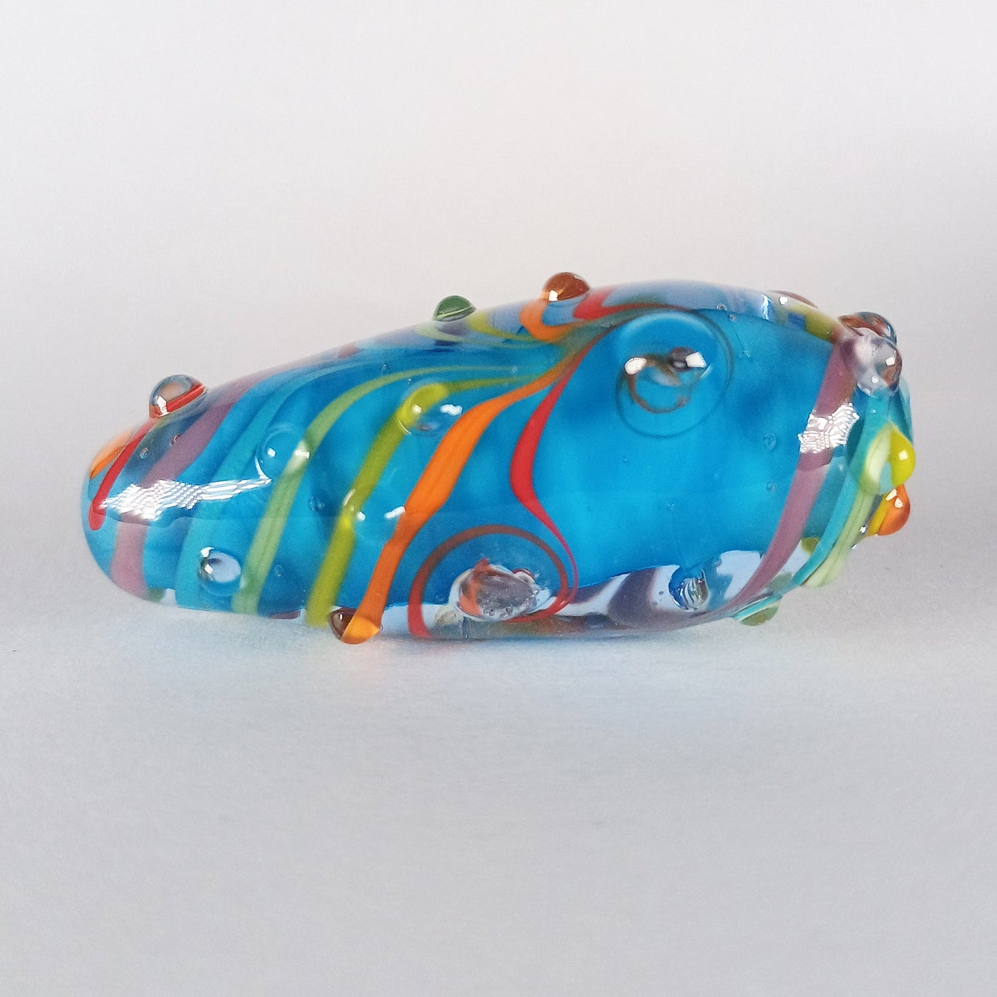 Turquoise rainbow teardrop lampwork focal bead Jolene Beads