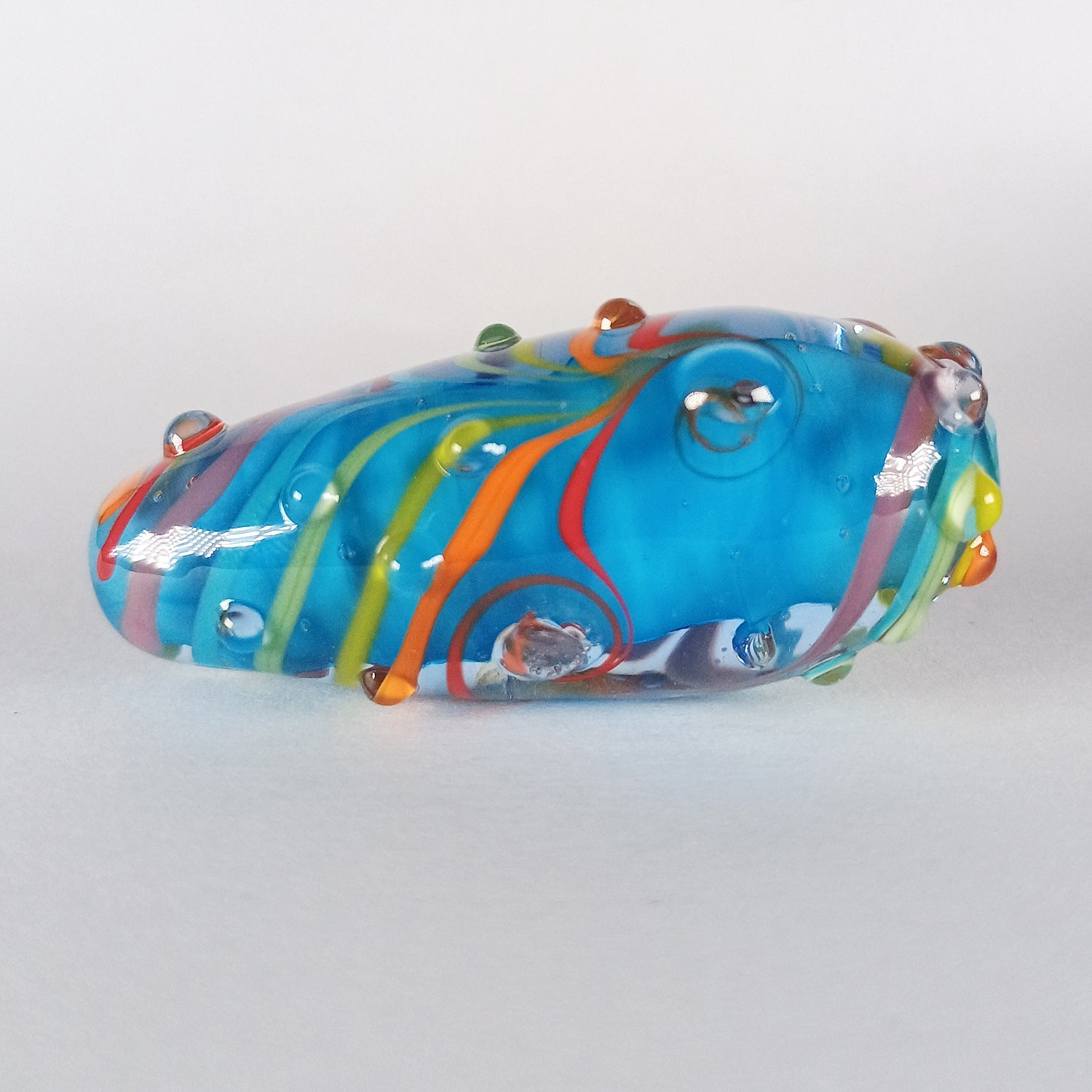 Turquoise rainbow teardrop lampwork focal bead Jolene Beads