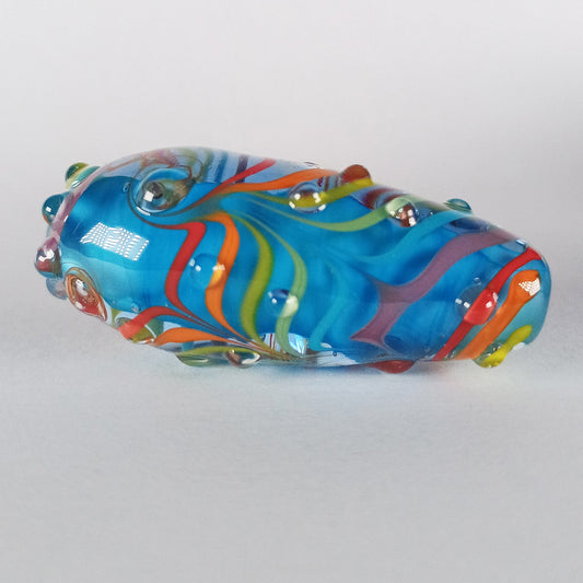 Turquoise rainbow teardrop lampwork focal bead Jolene Beads