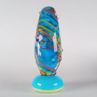 Turquoise rainbow teardrop lampwork focal bead Jolene Beads