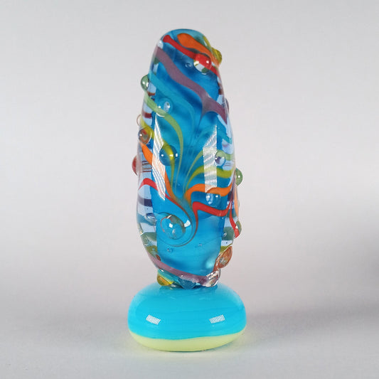 Turquoise rainbow teardrop lampwork focal bead Jolene Beads