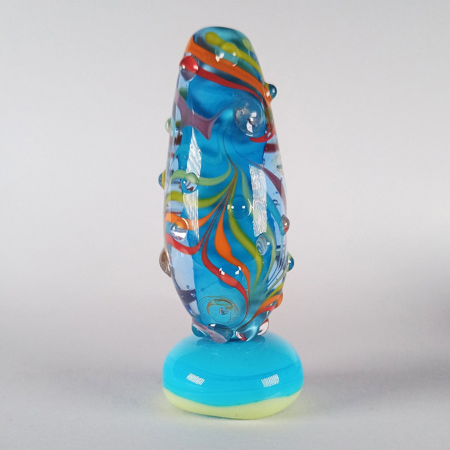 Turquoise rainbow teardrop lampwork focal bead Jolene Beads