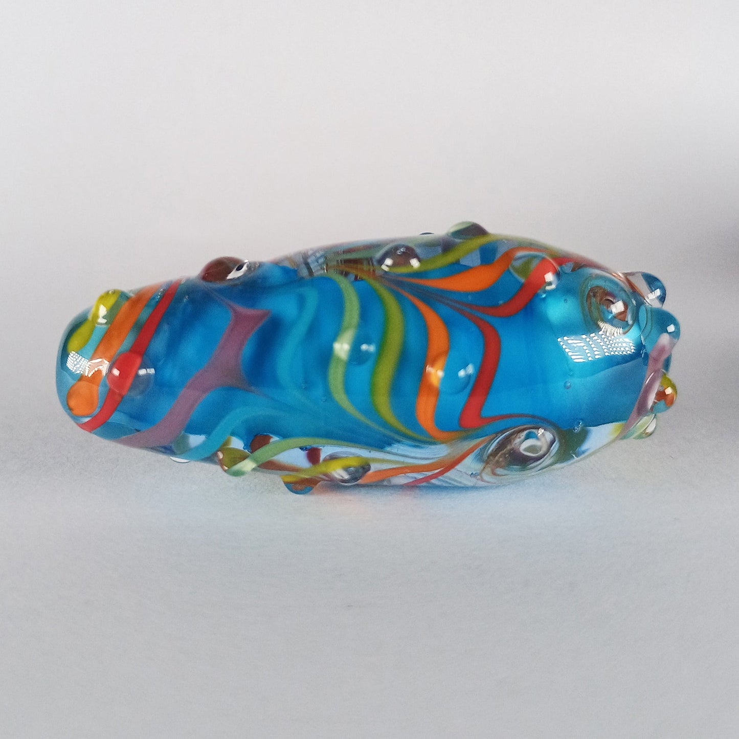 Turquoise rainbow teardrop lampwork focal bead Jolene Beads