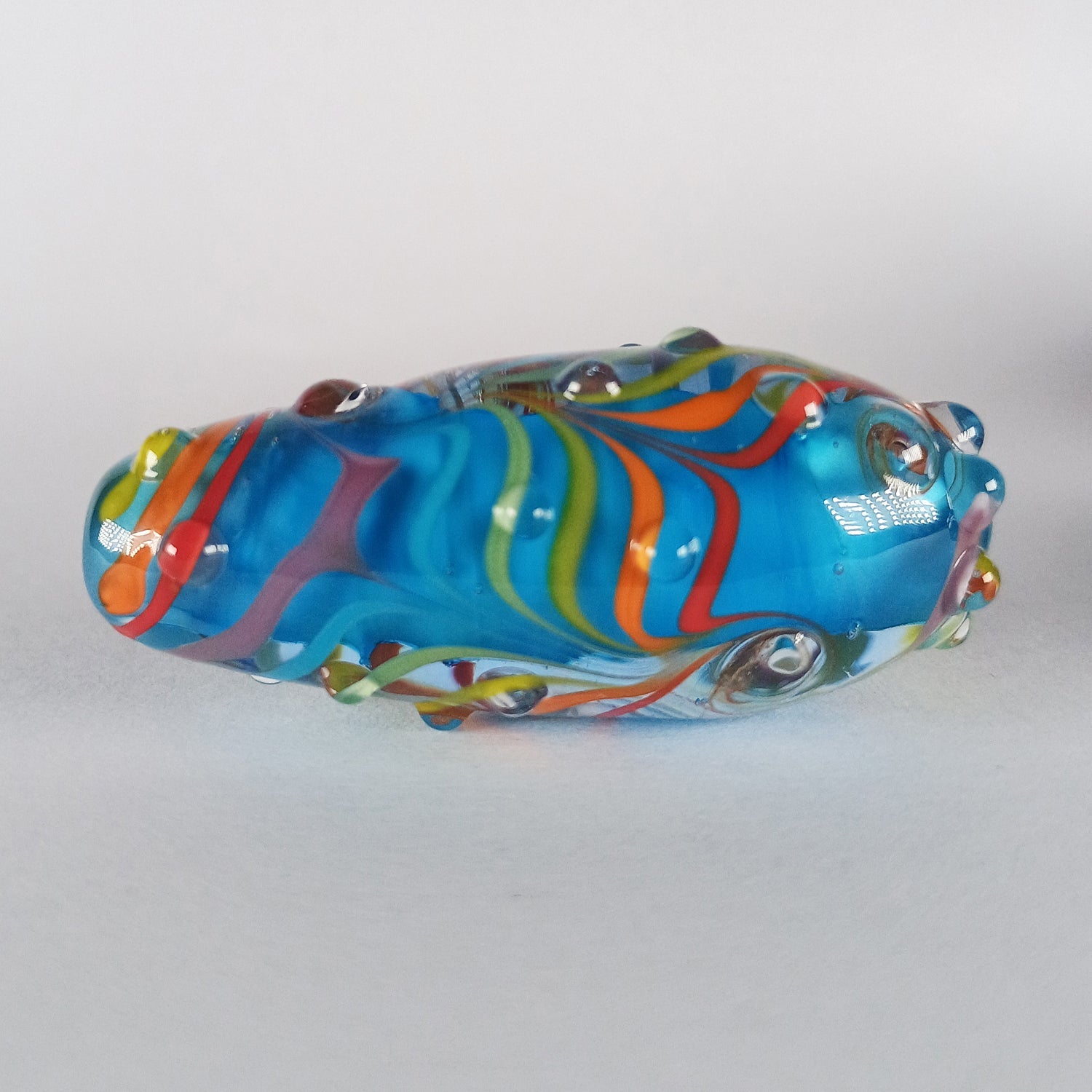 Turquoise rainbow teardrop lampwork focal bead Jolene Beads