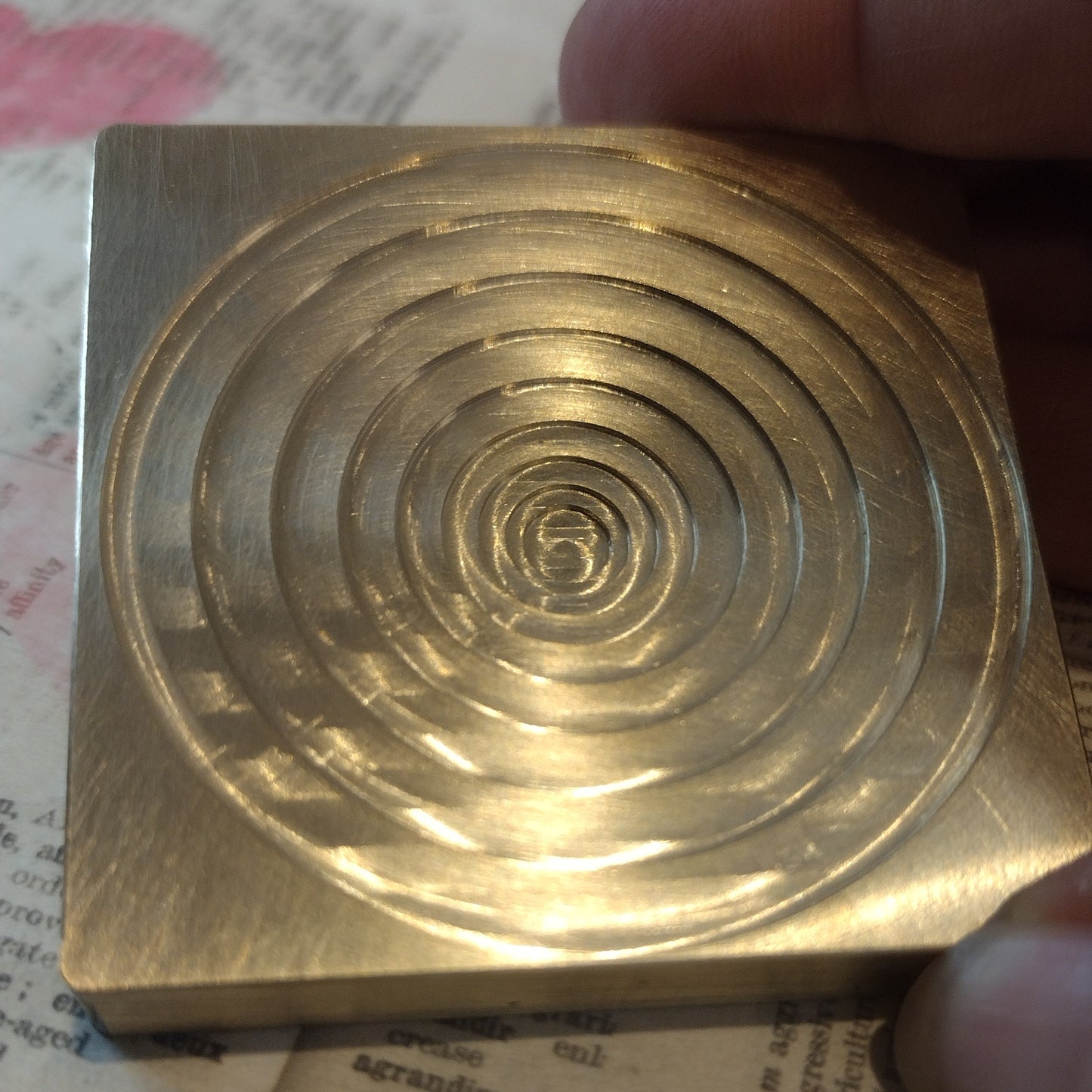 Stepped circle brass texture plate - Jolene Beads - lampwork beads & jewellery