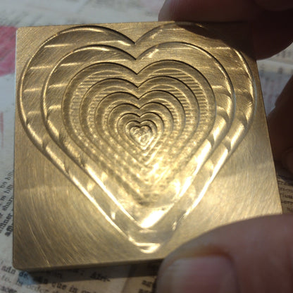 Stepped heart brass texture plate - Jolene Beads - lampwork beads & jewellery