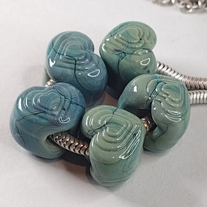 Stepped heart brass texture plate - Jolene Beads - lampwork beads & jewellery