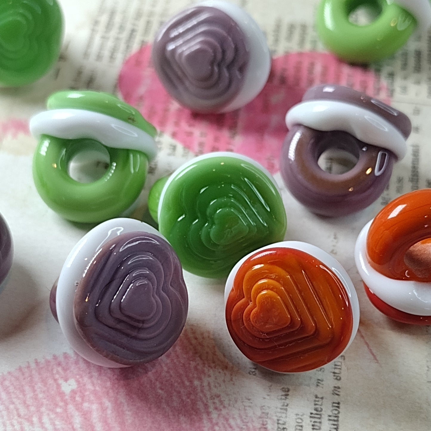 Stepped heart brass texture plate - Jolene Beads - lampwork beads & jewellery