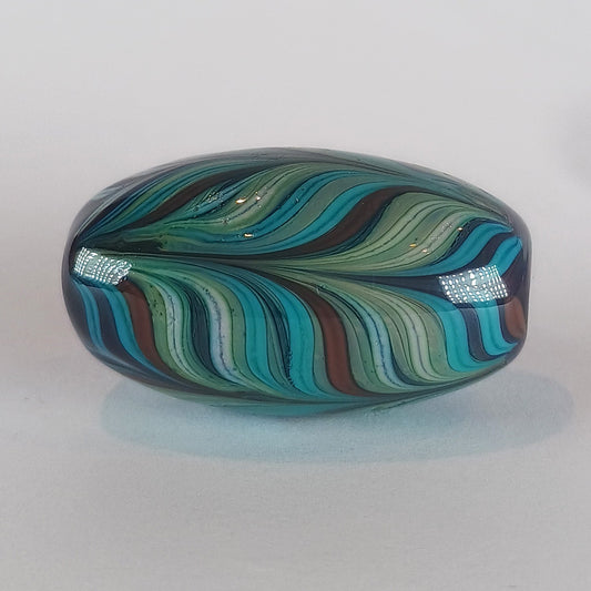 Striped chunky oval lampwork focal bead - Jolene Beads - lampwork beads & jewellery